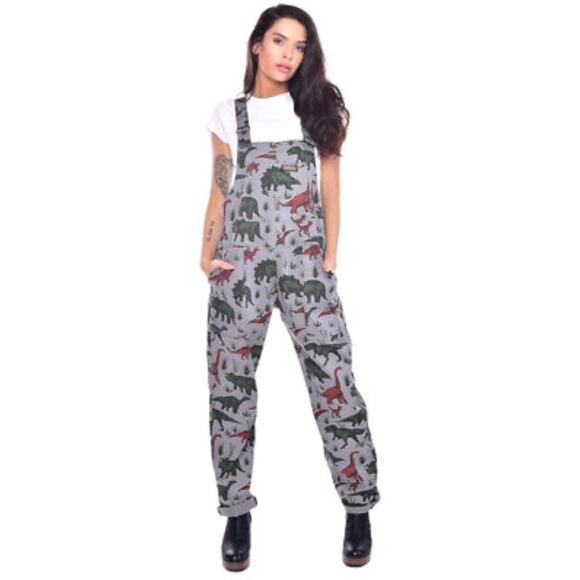 Run & Fly Pants - Unisex Run & Fly Adventure Dinosaur Stretch Dungarees Overall Bib XS BAGGY Fun
